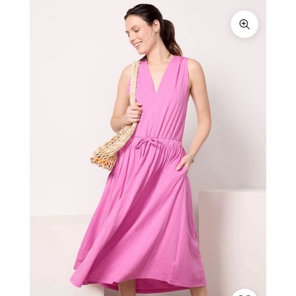 NWT Nation LTD Brianna Rosebud Pink Pima Cotton Midi Sleeveless Dress Sz M Beach - Picture 6 of 16